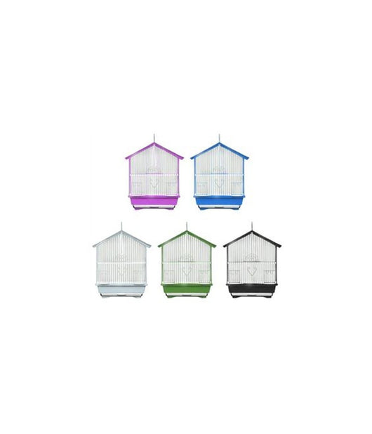 Gabbia Per Uccelli Gabbietta Canarini Colori Assortiti 37x22x29cm Forma Casetta         