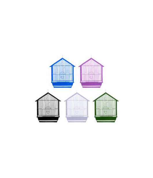 Gabbia Per Uccelli Gabbietta Canarini Colori Assortiti 45x28x34 Forma Casetta         