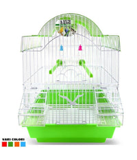 Gabbia Uccelli Canarini Pappagalli Forma Pagoda Con Accessori Vari Colori         