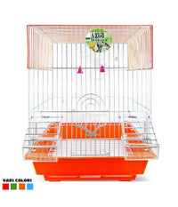 Gabbia Uccelli Canarini Pappagalli Forma Quadrata Con Accessori Vari Colori         