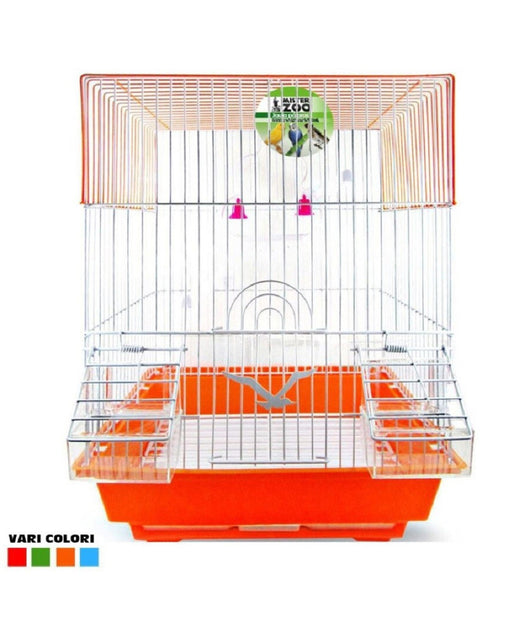 Gabbia Uccelli Canarini Pappagalli Forma Quadrata Con Accessori Vari Colori         