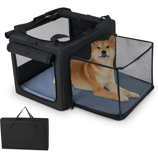 Gabbia morbida pieghevole per cani con 2 aperture, Borsa da trasporto portatile con accessori per animali-Giochi e accessori per cani