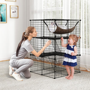 Gabbia per gatti a 3 piani 107 cm con accessori, Gabbia grande con facile accesso e recinto per gatti da interno-Altri animali