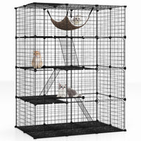 Gabbia per gatti a 4 piani 143 cm con accessori, Enclosure grande con facile accesso e recinto per gatti da interno-Altri animali