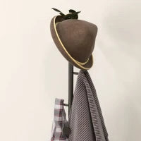 Appendiabiti da Terra Autoportante con 6 Ganci a Disco in Acciaio e Base in Ardesia, Nero