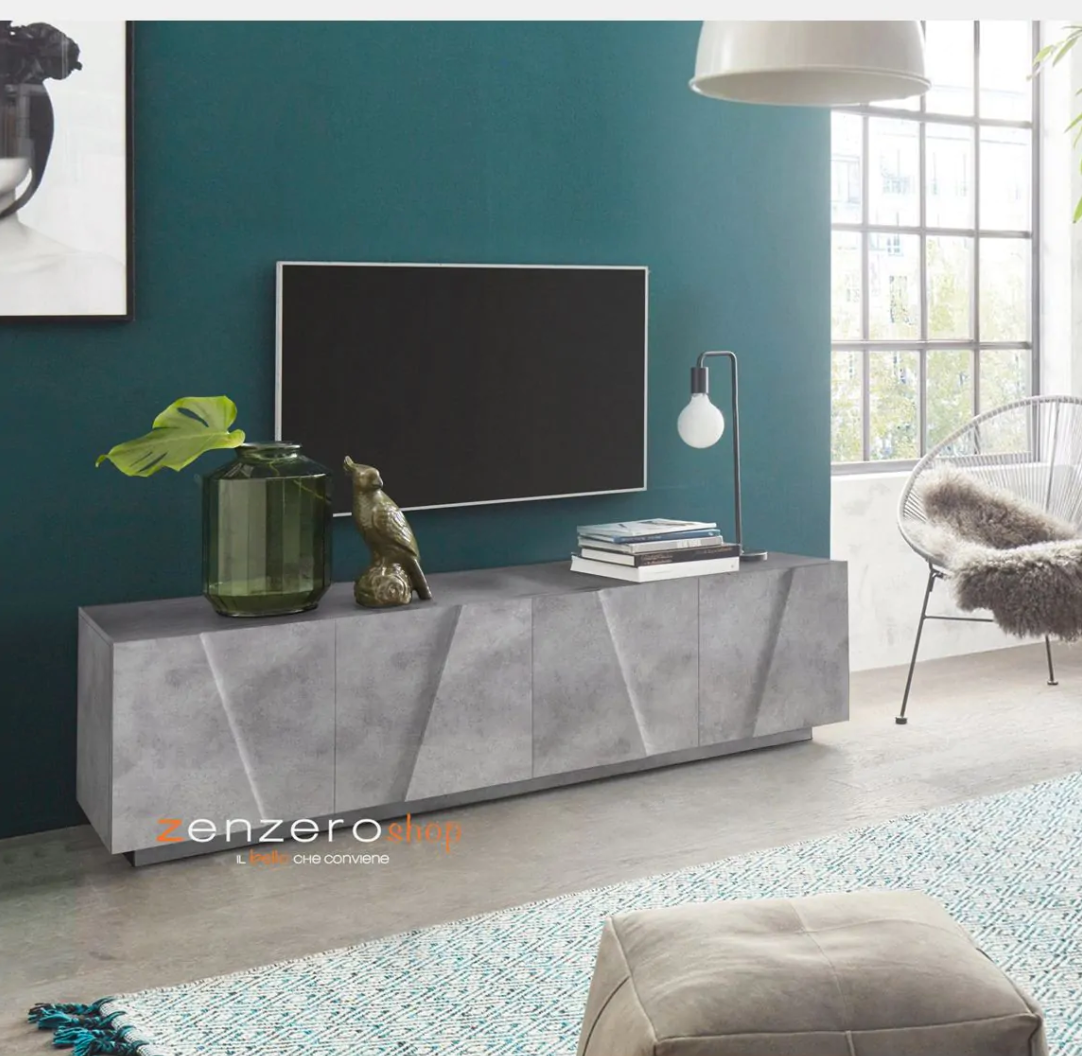  Mobili televisione design geometrico in finitura Beton, ZTCA10418018 