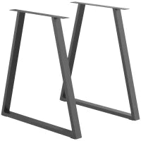 Set 2 Gambe per Tavolo Trapezoidali in Acciaio con 6 Fori e 12 Viti, 70x5x72 cm, Nero