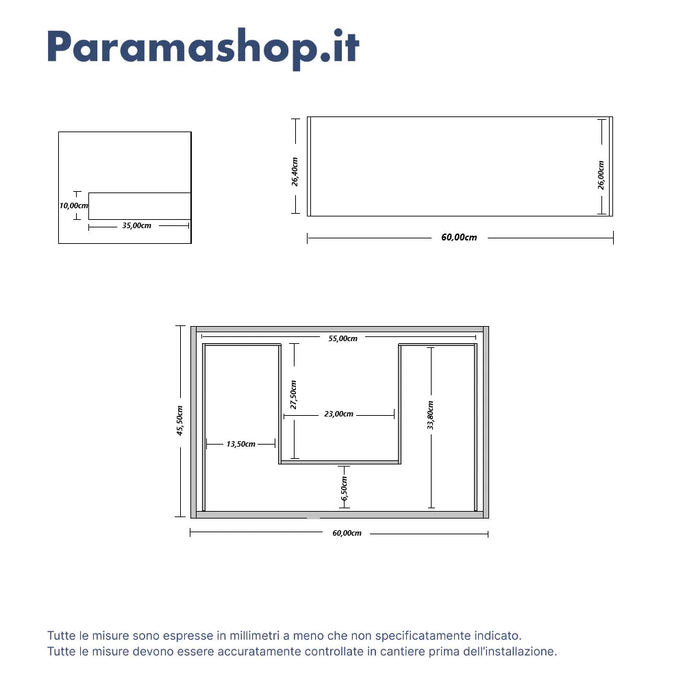 Mobile bagno sospeso 60cm un cassetto apertura push&pull rovere barok con lavabo | Galdor
