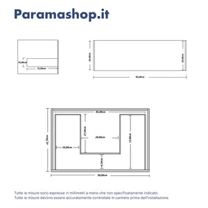 Mobile bagno sospeso 90cm un cassetto apertura push&pull rovere gransasso con top | Galdor