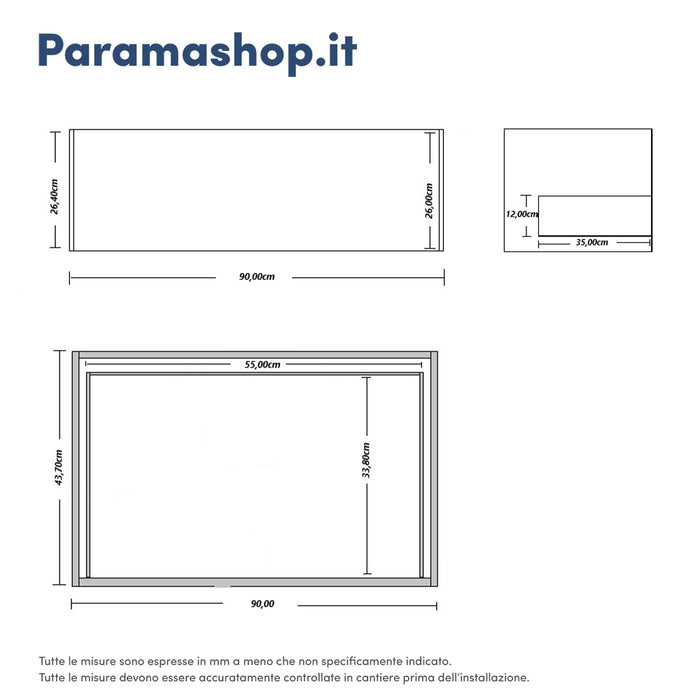 Mobile bagno sospeso modulare 90cm due cassetti apertura push&pull rovere gransasso con lavabo | Galdor