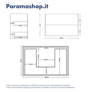 Mobile bagno sospeso 60cm due cassetti apertura push&pull rovere gransasso con top | Galdor