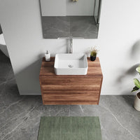 Mobile bagno sospeso 70cm due cassetti apertura push&pull rovere barok con top | Galdor