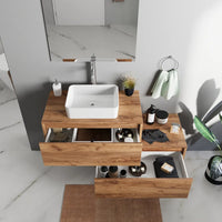 Mobile bagno sospeso modulare 60cm due cassetti apertura push&pull rovere gransasso con top | Galdor