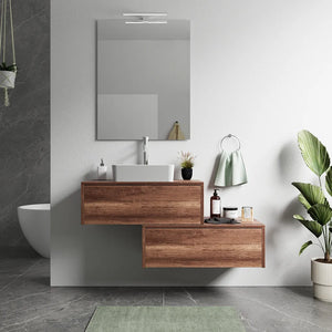 Mobile bagno sospeso modulare 60cm due cassetti apertura push&pull rovere barok con top | Galdor