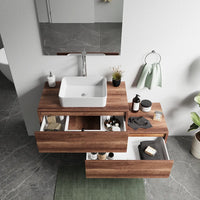 Mobile bagno sospeso modulare 60cm due cassetti apertura push&pull rovere barok con top | Galdor