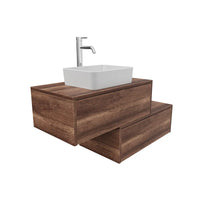 Mobile bagno sospeso modulare 60cm due cassetti apertura push&pull rovere barok con top | Galdor
