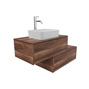 Mobile bagno sospeso modulare 60cm due cassetti apertura push&pull rovere barok con top | Galdor