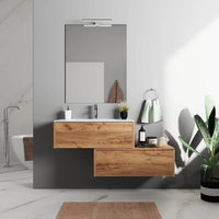 Mobile bagno sospeso modulare 60cm due cassetti apertura push&pull rovere gransasso con lavabo | Galdor