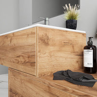 Mobile bagno sospeso modulare 100cm due cassetti apertura push&pull rovere gransasso con lavabo | Galdor