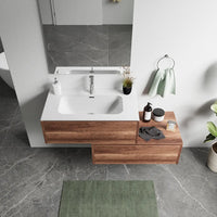 Mobile bagno sospeso modulare 90cm due cassetti apertura push&pull rovere barok con lavabo | Galdor