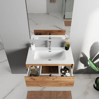 Mobile bagno sospeso 90cm un cassetto apertura push&pull rovere gransasso con lavabo | Galdor