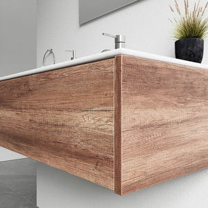 Mobile bagno sospeso 60cm un cassetto apertura push&pull rovere barok con lavabo | Galdor