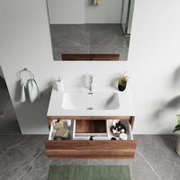 Mobile bagno sospeso 60cm un cassetto apertura push&pull rovere barok con lavabo | Galdor