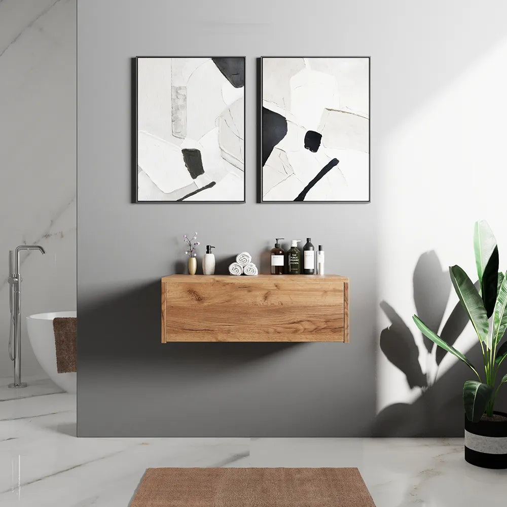 Cassettone scorrevole con apertura push&pull 80cm rovere gransasso | Galdor