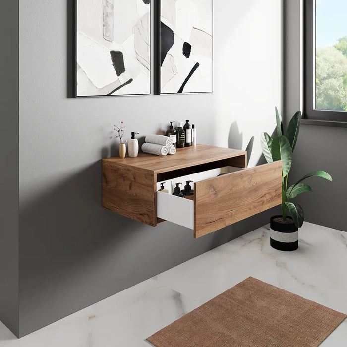 Cassettone scorrevole con apertura push&pull 80cm rovere gransasso | Galdor