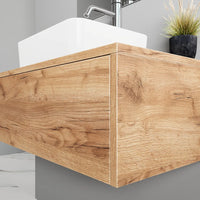 Mobile bagno sospeso 60cm un cassetto apertura push&pull rovere gransasso con top | Galdor