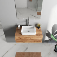 Mobile bagno sospeso 70cm un cassetto apertura push&pull rovere gransasso con top | Galdor