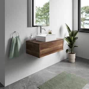 Mobile bagno sospeso 60cm un cassetto apertura push&pull rovere barok con top | Galdor