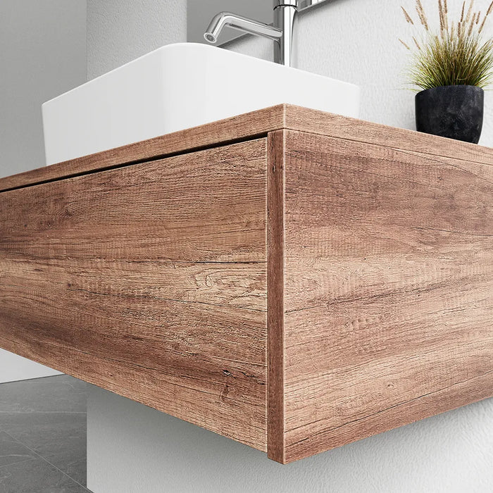 Mobile bagno sospeso 90cm un cassetto apertura push&pull rovere barok con top | Galdor