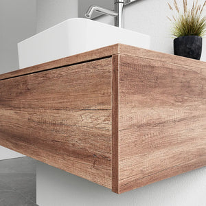 Mobile bagno sospeso 60cm un cassetto apertura push&pull rovere barok con top | Galdor