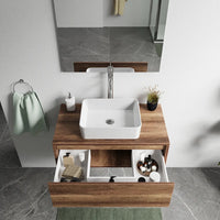 Mobile bagno sospeso 70cm un cassetto apertura push&pull rovere barok con top | Galdor