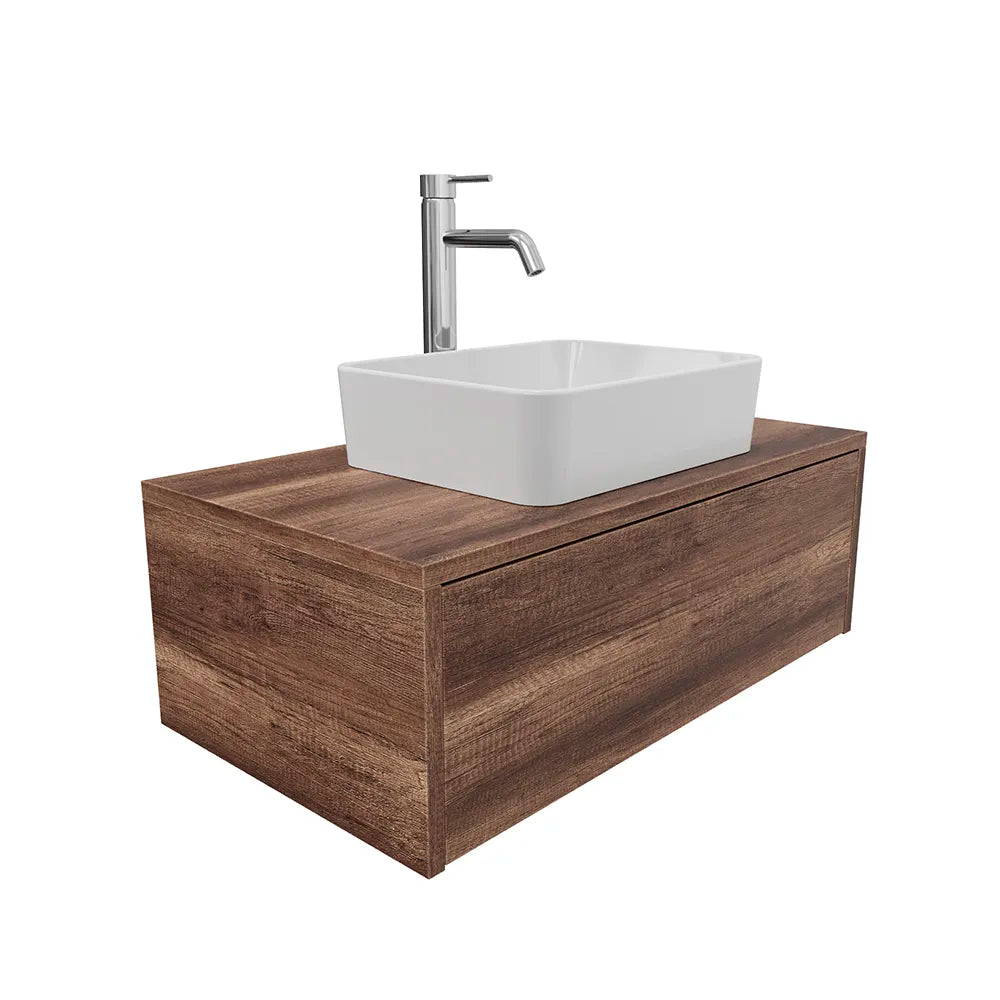 Mobile bagno sospeso 60cm un cassetto apertura push&pull rovere barok con top | Galdor