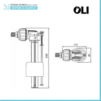 Galleggiante wc universale Oli Compact per cassetta esterna attacco laterale