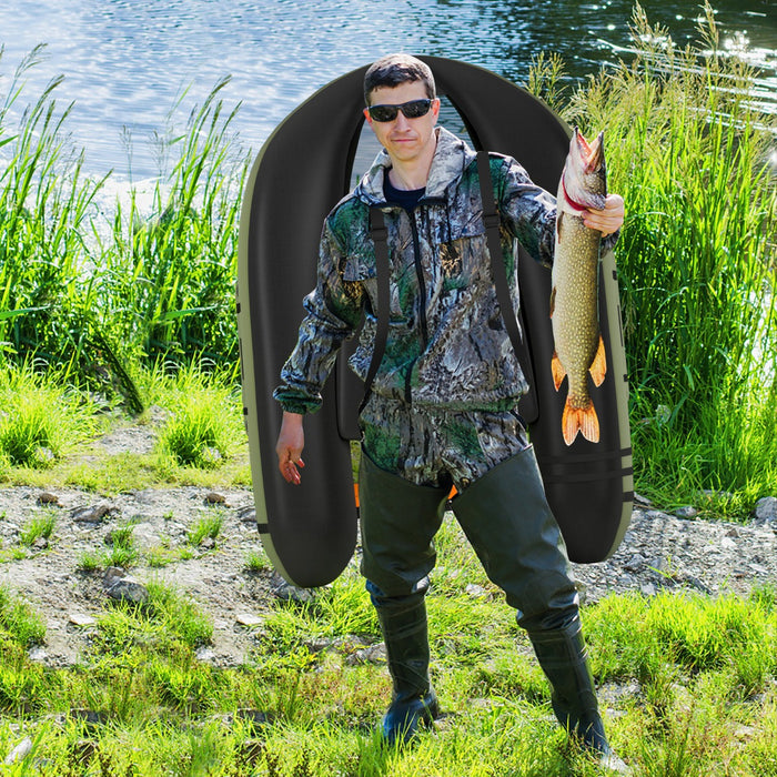 Galleggiante da pesca gonfiabile con pompa di pedale, Barca da pesca portatile con capacit¨¤ di carico 150kg Verde-Sport acquatici