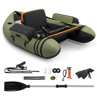 Galleggiante da pesca gonfiabile con pompa di pedale, Barca da pesca portatile con capacit¨¤ di carico 150kg Verde-Sport acquatici