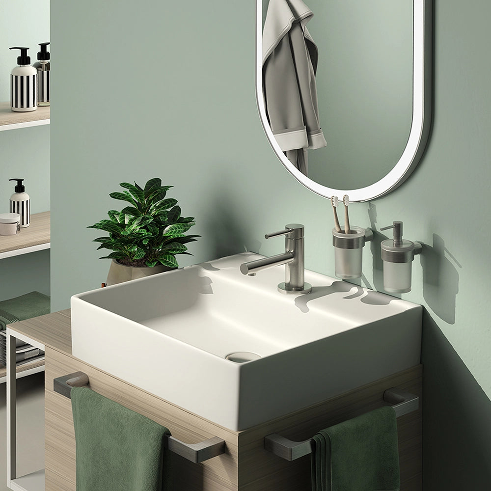 Portaspazzolino a muro Gedy in vetro satinato e ottone spazzolato | Pirenei