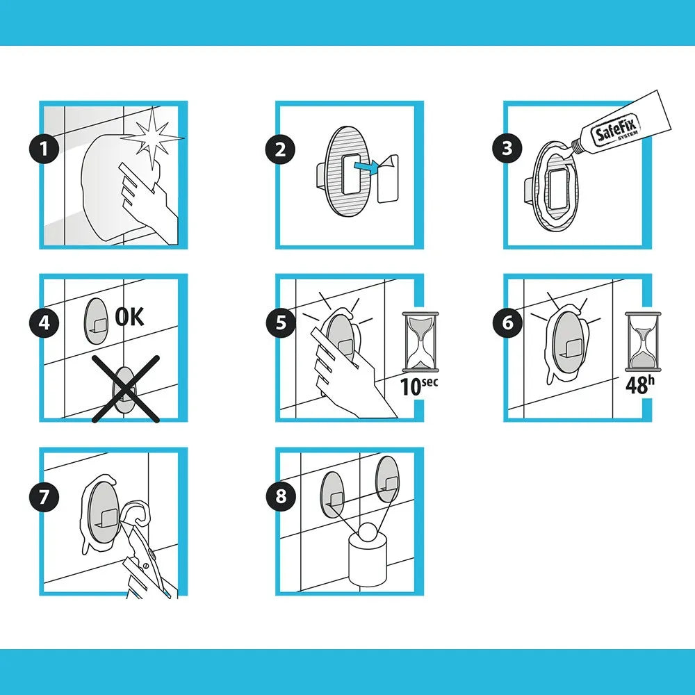 Ganci per bagno in finitura nera Origin Lava completi di colla Safe Fix