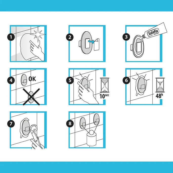 Ganci per bagno in finitura nera Origin Lava completi di colla Safe Fix