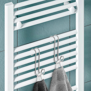 Ganci per doccia e termoarredo in acciaio con finitura cromata