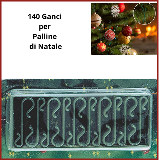 2 confezioni set Ganci per palle di natale verde albero addobbi natalizi decorazioni palline 140 pezzi allestimento natalizio gancetti