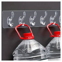 Trade Shop - Gancio Appendiabiti Da Parete A 6 File Adesivi Trasparenti Appendere Accessori -