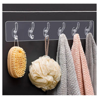 Trade Shop - Gancio Appendiabiti Da Parete A 6 File Adesivi Trasparenti Appendere Accessori -
