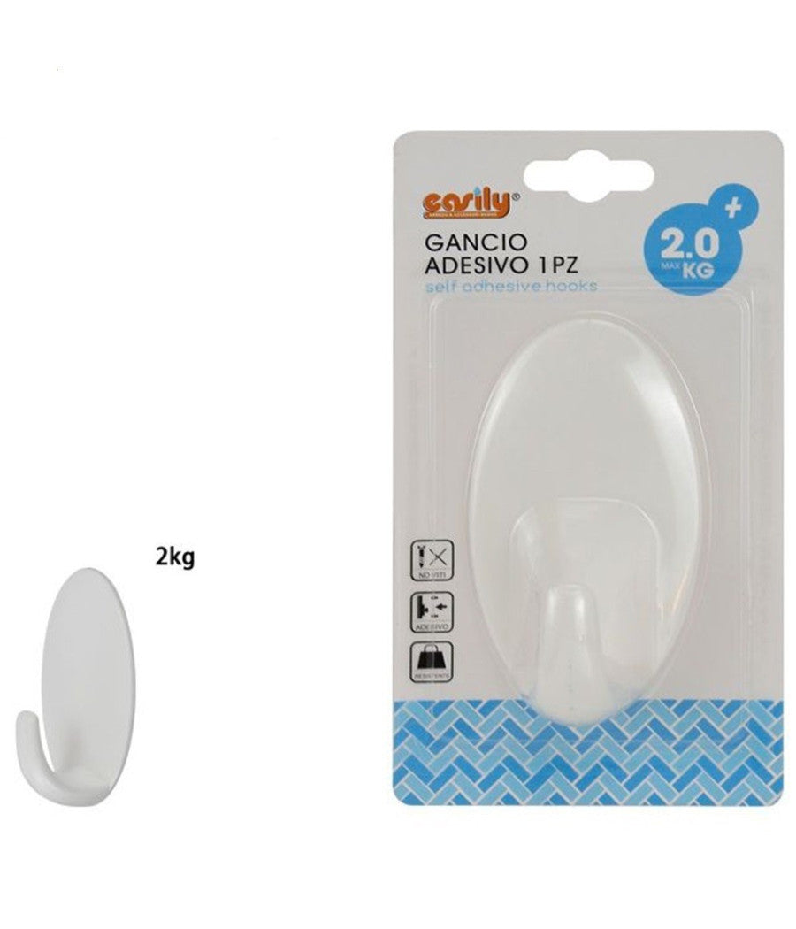 Gancio Appendino Adesivo Da Parete Casa Cucina Bagno Attaccapanni Ovale 59675         