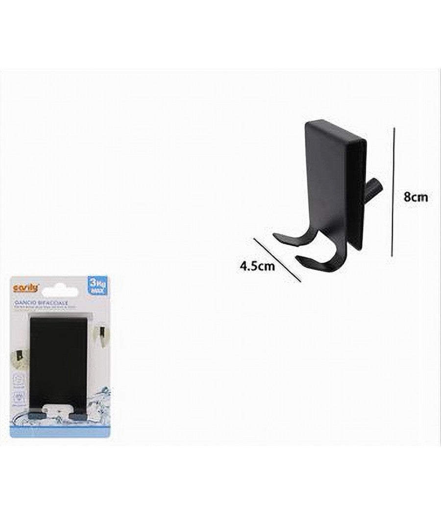 Gancio Bifacciale Per Box Doccia 3 Ganci Accappatoio Tergivetro Bagno Nero 87773         