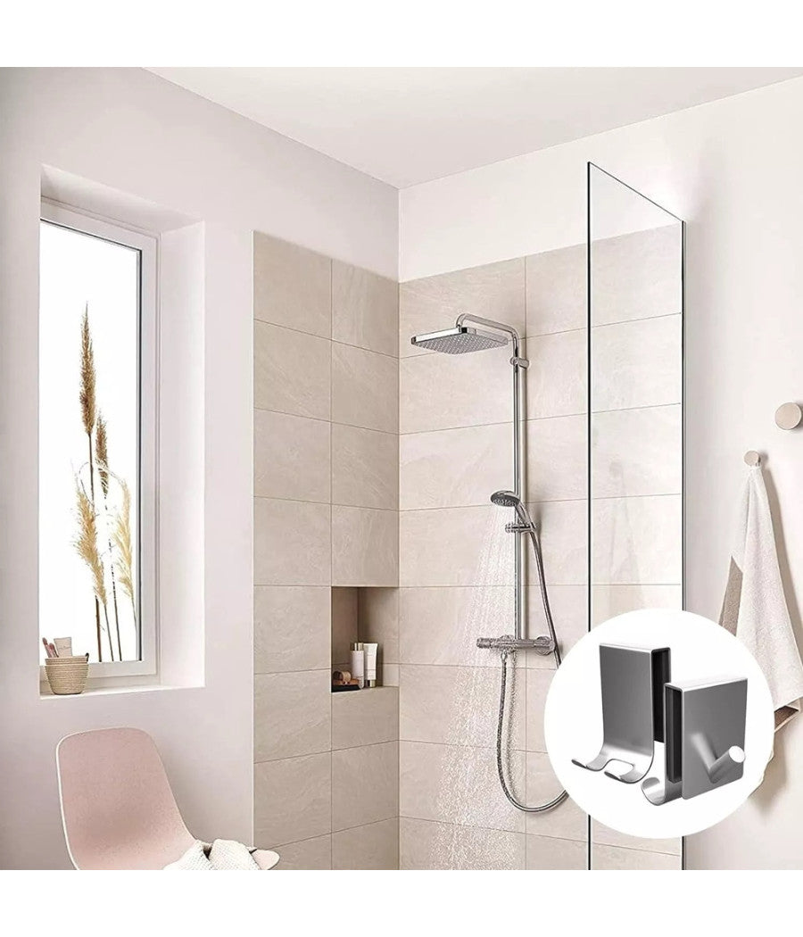 Gancio Bifacciale Porta Box Doccia A 3 Ganci Accappatoio Tergivetro Bagno 87768         