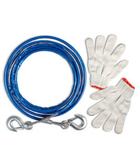 Gancio Di Traino Con Corda Fune In Acciaio Moschettoni Guanti 10mmx4mt Rimorchio         